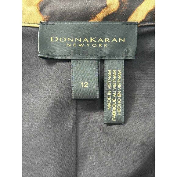 Donna Karan Womens Sleeveless Printed Tie-Front Shirt Dress Black Tan Size 12 - Picture 5 of 10